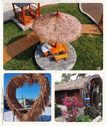 NIANTONG Straw Roof Thatch PE Roll of Thatch Palm Tree Fireproof Anti-aging for Outdoor Roof Pavilion Tiki Bar Decoration (0.5 x 10 m)