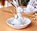 White Bunny Rabbit Ring Dish Holder Jewelry Tray For Earrings Necklace Bracelet Display Organizer