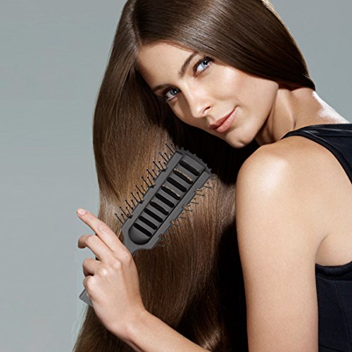 Baasha Vent Brush with 11-Row Large Tunnel, Anti Static Soft Bristles Blow Dryer Hair Brush, Vented Wet Hair Brush for Men and Women, Black