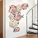 Flowers Wall Sticker Peony Rose, Outivity Waterproof PVC Wall Decals Flowers for Sofa Background Living Room Bedroom Kitchen Nursery Room Decorations (Pink, S)
