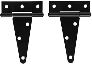 4 Inch Heavy Duty T Strap Shed Door Hinges 2 PCS Black Barn Door Gates Tee Hinge Wrought Hardware Iron Rustproof