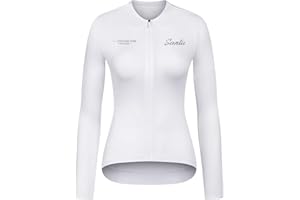 Santic Women's Cycling Jersey Long Sleeve Top Road Bike Shirt Full Zipper UPF 50+ Bike Jersey with Pockets