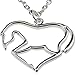 Silver Heart Horse Pendant Necklace [My Little Pony] Jewelry Gift for Girl Teen Women Equestrian