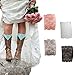 FAYBOX Women Lace Floral Boot Cuffs Leg Warmer Socks Pack of 4 Peach