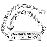 ALoveSoul She Believed She Could So She Did Stainless Steel Inspirational Chain Link Bracelet