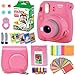 FujiFilm Instax Mini 9 Instant Camera Flamingo Pink + Fuji INSTAX Film (20 Sheets) + Custom Camera Case + Instax Album + 60 Colorful Stickers + 20 Emoji Stickers + Fun Frames + Colored Filters + More