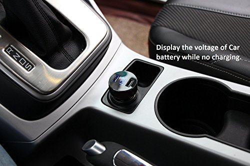 LIHAN Dual USB Car Charger,Cigarette Lighter Voltage Meter,Compatible for Apple iPhone,iPad,Samsung Galaxy,LG,Google Nexus,Other USB Charging Devices, Black