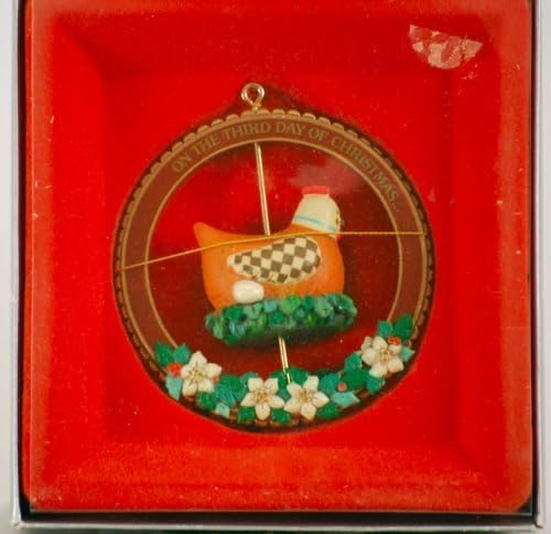 1987 - Enesco Treasury of Christmas Ornaments - Three French Hens Hanging Ornament - M. Gilmore Collection - From "The 12 Days of Christmas" Series - Vintage - Rare - Out of Production - Limited Edition - Collectible