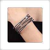 Rannyrena Rhinestone Crystal Bracelet for Women MultiLayer Rhinestone Cross Open Cuff Bangle Sparkly Silver Strand Layered Bridal Wedding Bracelet Jewelry for Prom Party