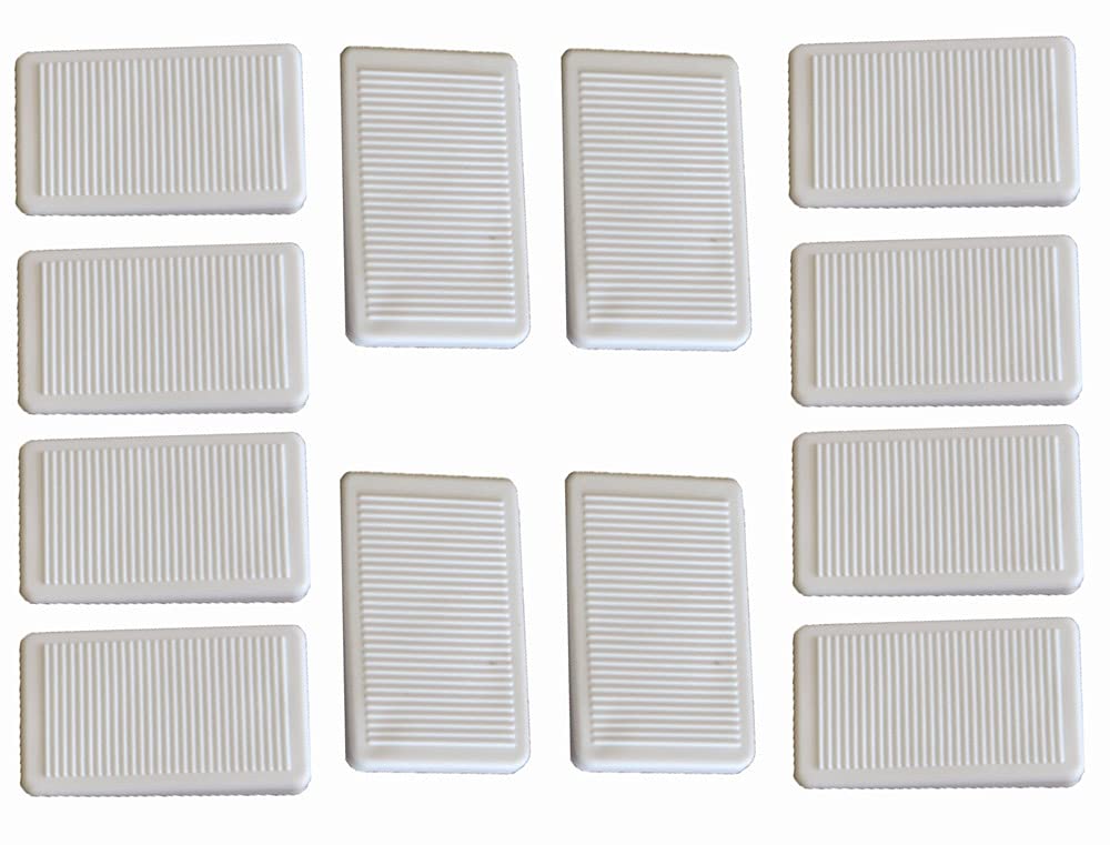 12 x fiXte Furniture Wedges Levellers Levelling Shims Soft Rubber Flexible Stackable Wedges in White