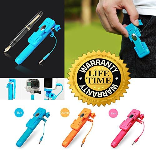 TecExclusive Selfie Stick, Super Mini Pen-Size Aluminium Monopod (Battery Free) for GoPro, iPhone 6, iPhone 6 plus, iPhone 5 5s 5c, Android phones, Samsung Galaxy and Note