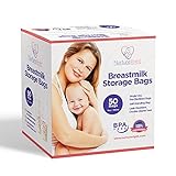 50 Breastmilk Storage Bags - 6oz / 180ml Pre-Sterilized & BPA-Free Bags, Designed for Even and Faster Thawing with Leak Proof Mechanism by Nurture Right, New & Improved