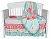 The Peanut Shell Gia Floral Coral/Aqua 4-in-1 Baby Girl Bedding Set