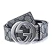 Men's Classic 38-mm Big GG Buckle Leather Jeans Belt (Length: 42inch, Sliver 1)