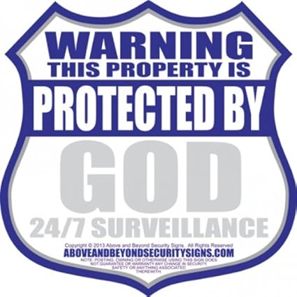 Amazon Com Above And Beyond Security Signs Home Security Yard Sign God 24 7 Surveillance Yard Signs Garden Outdoor