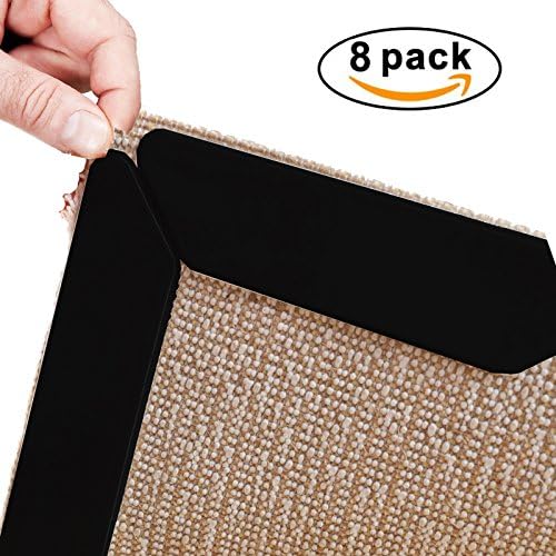 Winnas Rug Grippers – 8 pcs Black Anti Curling Rug Gripper. Anti Slip Straight Carpet Gripper for Corners and Edges - Anti Slip Area | Bathroom | Kitchen | Outdoor Rug Pad - Ideal Rug Stopper