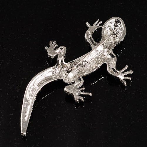 Sparkling Crystal Lizard Brooch, silver, white / ivory, iridescent - Image 4