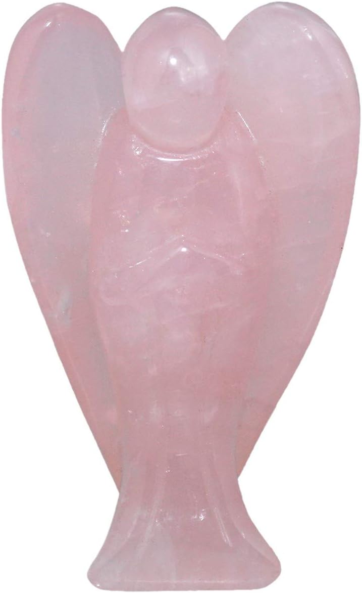 mookaitedecor 3 Inch Rose Quartz Crystal Guardian Angel Gemstone Carved Figurine Statue Pink Room Decor - Image 3