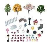 Vtete 50 PCS Fairy Miniature Ornament DIY Kit and 4 PCS Artificial Succulent Plants for Garden Dollhouse Decoration