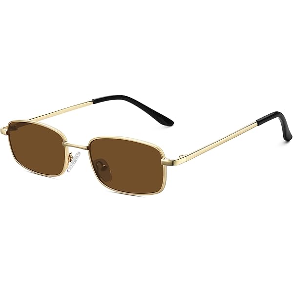 Fozono Rectangle Sunglasses for Womens Mens 90s Retro Small