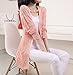 Shawhuaa Womens Crochet Knitted Open Front Cardigan Pocket Sweater Pink