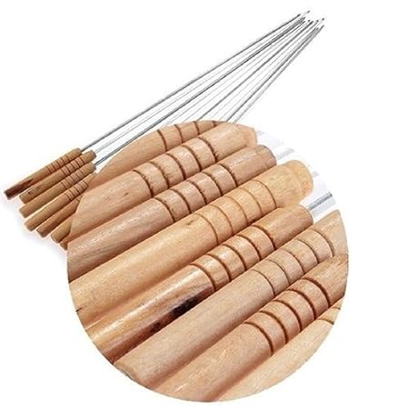 Generic 12 Set of Barbecue Skewers with Wood Handle Marshmallow Roasting Sticks