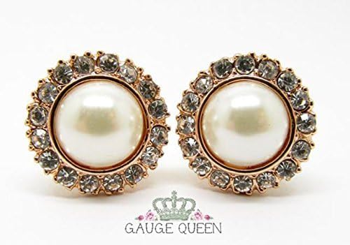 Rose Gold Pearl Plugs / Gauges. 4g / 5mm, 2g / 6.5mm, 0g / 8mm, 00g / 10mm, 1/2" / 12.5mm