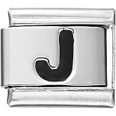 Jukoclut Italian Charms Bracelet Stainless Steel Link DIY Module for Women Men 26 Black Letter Dainty Jewelry