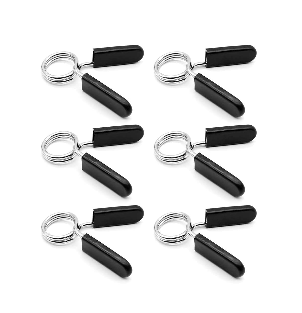 Tiardey 6 Pack Spring Collar Clips 25 mm Dumbbell Barbell Clamps Exercise Collars Barbell Clip Clamps for Olympic Weight Bar Dumbbells Gym Fitness Training
