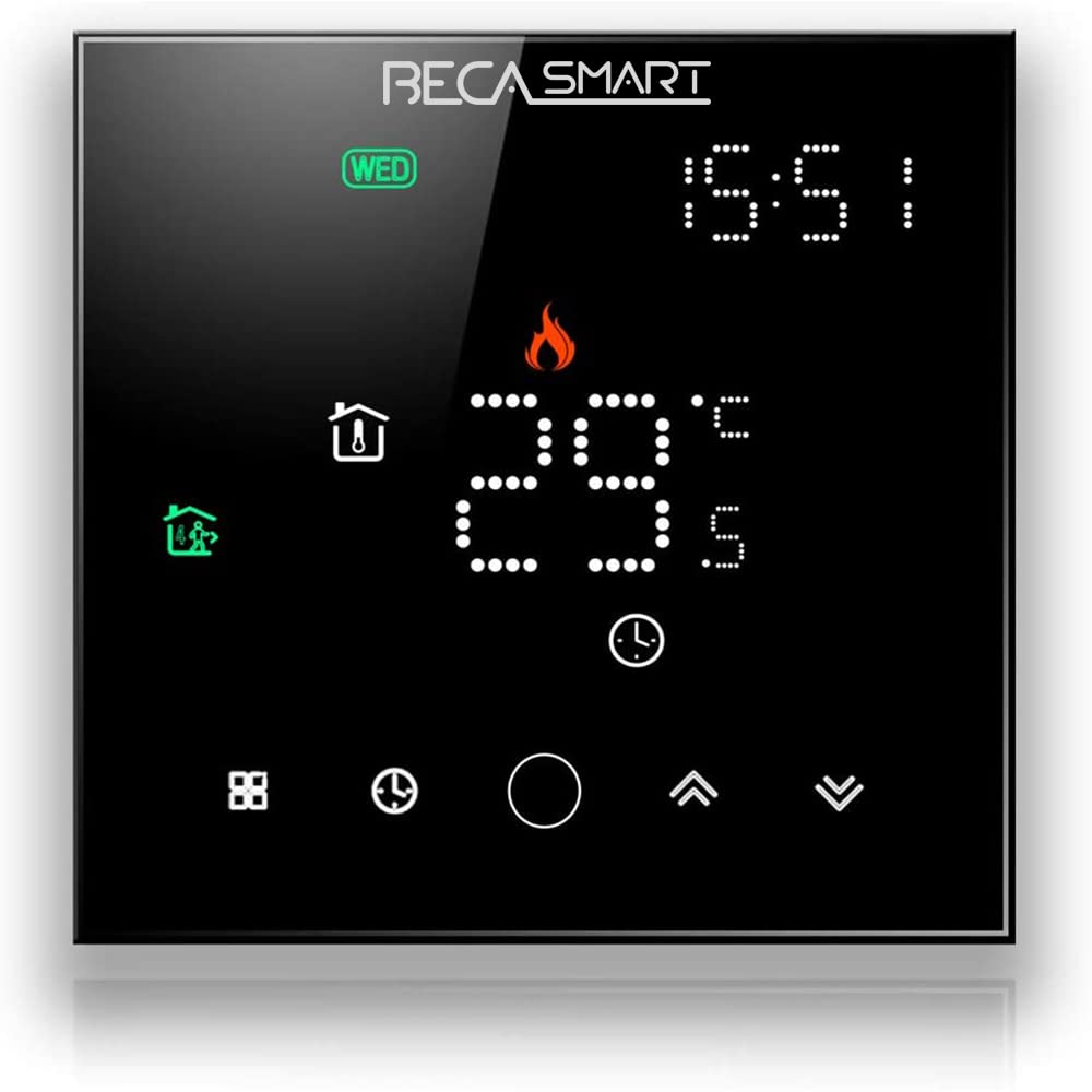 BecaSmart Serise 003 WIFI Thermostat Compatible Boiler Heating Touch Programming Control Suitable for Mobile Phone Remote Control Work with Alexa,Google Home (Boiler Heating, Black(WIFI))
