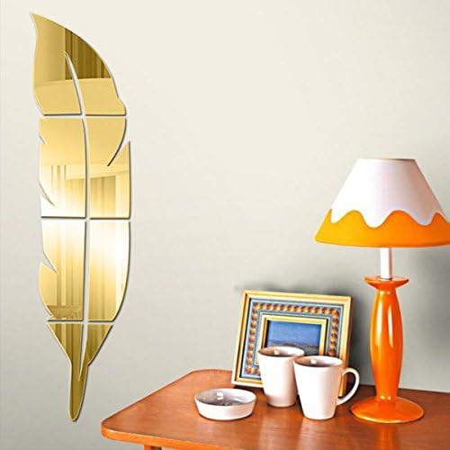 Wall Mirror Sticker 3D Wall Mirror Decor for living room mirror wall decals for bedroom decor Acrylic mirror wall art (Gold)