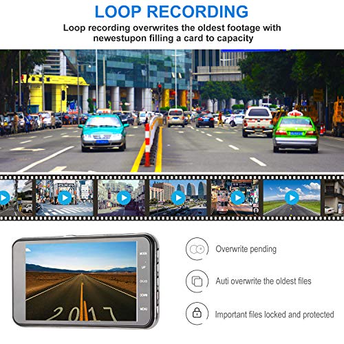Dash Cam Front and Rear Dual with 32G SD Card, SILINTION Dash Camera 4 inch Dashboard Camera Full HD 170° Wide Angle Backup Camera with Night Vision G-Sensor Parking Monitor Loop Recording Motion Dete