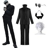 AKTOTO Anime Cosplay Costume Eye Mask Glasses Black Uniform Halloween Costume with Wig