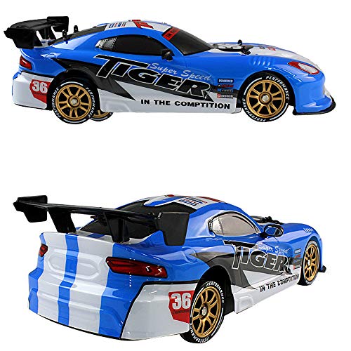 Kanzd RC Drift Car Cool LED Light USB 2.4G High Speed Remote Control Racing (Blue)