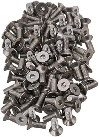 CNBTR Silver 304 Stainless Steel Metric Thread Countersunk Flat Head Hex Socket Screw Pack of 100 (M3x8mm)