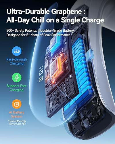 RANVOO AICE LITE MAX 2026 Real AC Cold Blast [No.1 Coolest & Most Durable] AI Neck Air Conditioner, Best Immersive Neck Cooler, 6000 mAh Rechargeable Neck Fan Blow Cold Air, Summer Gifts for Mom Blue