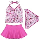 YiZYiF Kids Girls Tankini Bikini 3 Pieces Swimwear Swimming Bathing Suit