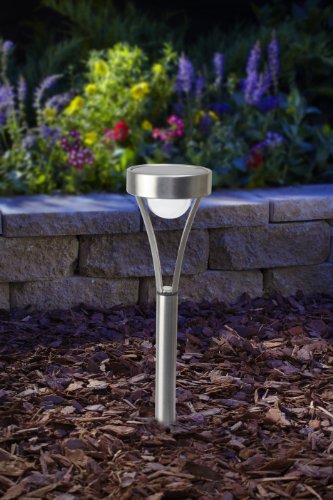 Moonrays 91755 Alena Solar Powered Stainless Steel Path Light, Brushed Finish, 4-Pack