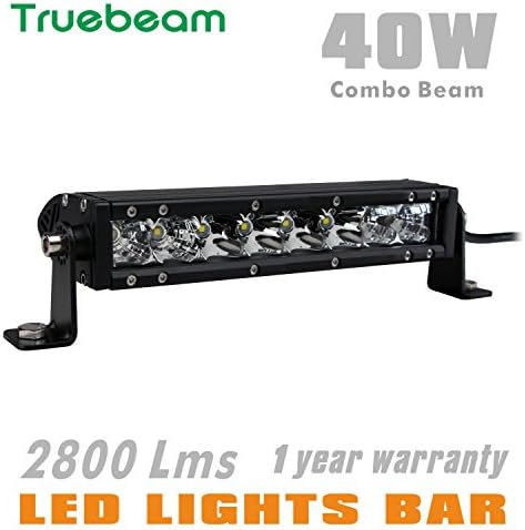 Truebeam 40W 9/11inch Single Row Cree Led Super Bright Spot Beam Driving Lights Trucks Off Road Car Slim Led Light Bar Pickup SUV Waterproof Light Bar IP68 12/24V