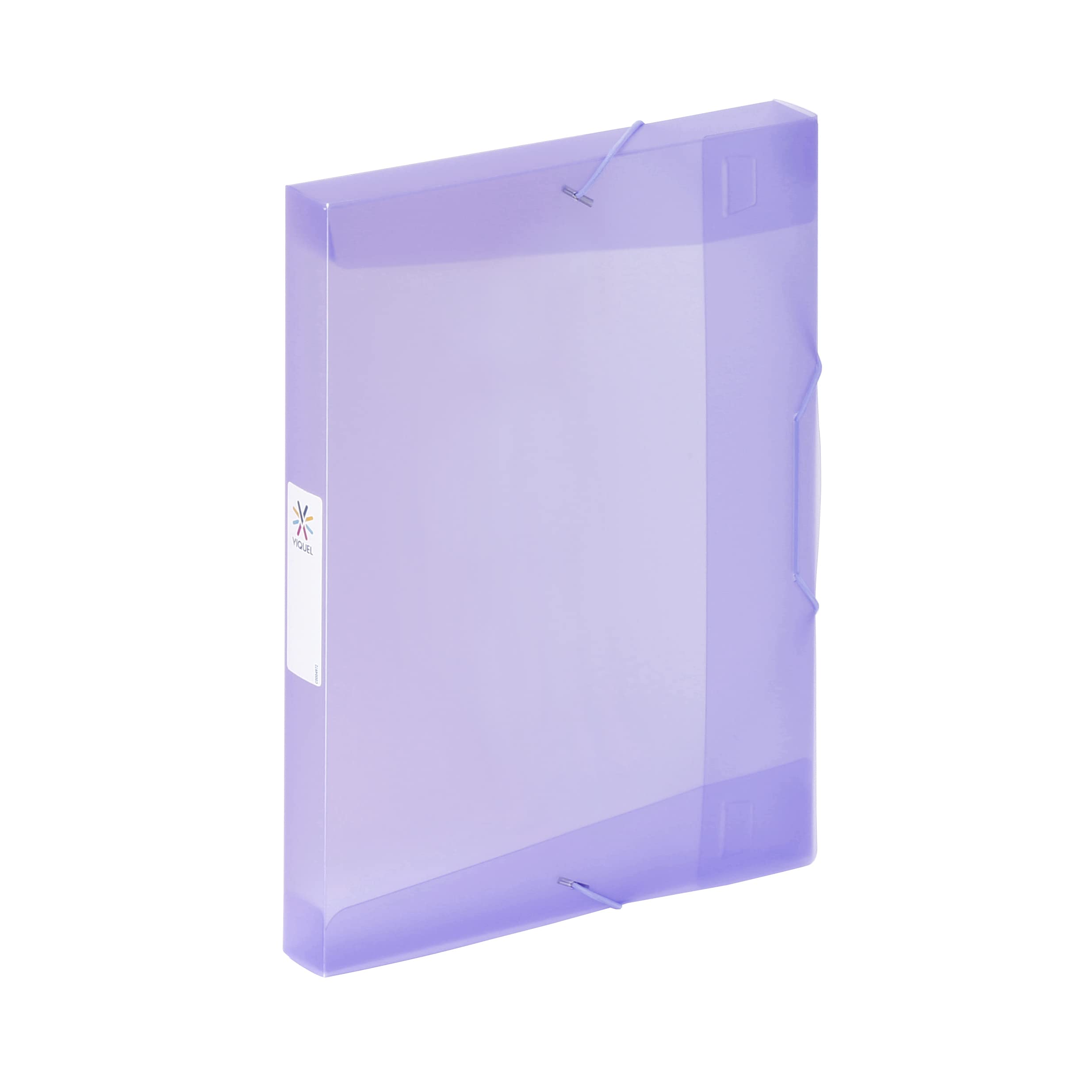 Viquel - Large Capacity Plastic Folder with 3 Flaps - A4 File Box with Identification Label - - Translucent Purple