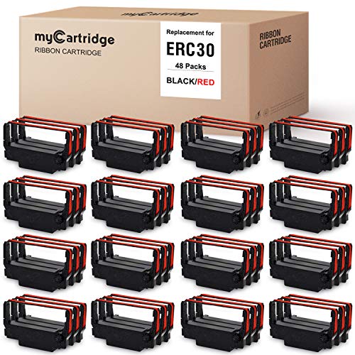 myCartridge 48 Pack ERC30 ERC-30 ERC 30 34 38 B/R Compatible with Ribbon Cartridge for use in ERC38 NK506 (Black Red)