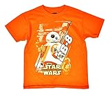 Star Wars Big Boys The Force Awakens Graphic T-Shirt (Orange BB8, Large)