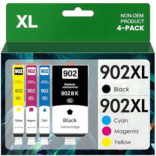 Photo 1 of 902XL Ink Cartridges Combo Pack Replacement HP 902XL Compatible for HP Officejet Pro 6978 6968 6970 6960 6962 6958 6954 6951 6950 Printers (Black Cyan Magenta Yellow)