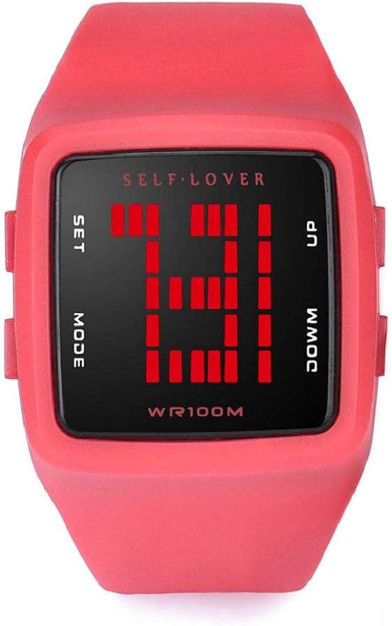 Amazon Ledスポーツ腕時計hosamtelレディースガールズ防水デジタルシリコンストラップスクエア腕時計 4 5cm 1 77 ピンク レディース腕時計 腕時計 通販