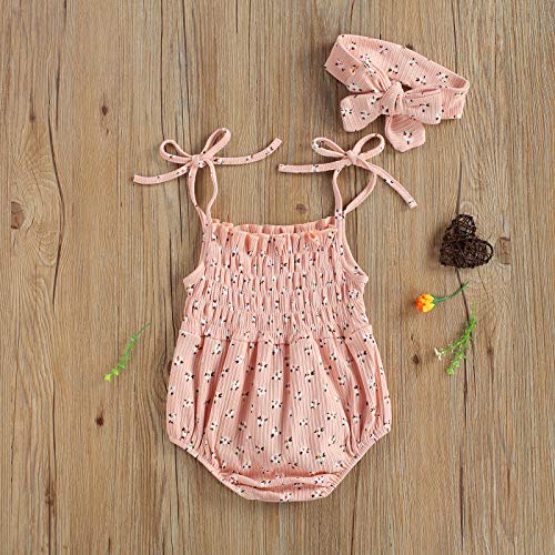 LUCSUN 2 Stks Pasgeboren Baby Meisjes Kleding Mouwloos Bloemen Romper Bodysuit Een Stuk Jumpsuit Hoofdband Zomer Outfits - Image 3