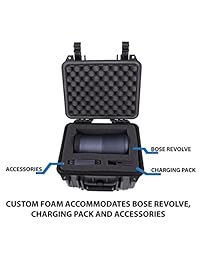 Funda impermeable para manguera a prueba de roturas, espuma protectora diseñada específicamente para cubrir Bose Soundlink Revolve+ altavoz Bluetooth y accesorios como cuna, cargador, base y cable USB.