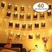 Mumu Sugar Waterproof 40 LED Photo Clips String Lights,8 Modes,Battery Powered,String Lights for Indoor/Outdoor Decorate,Fairy Lights for Hanging Pictures,Cards and Artwork(16.4 Ft,Warm White)