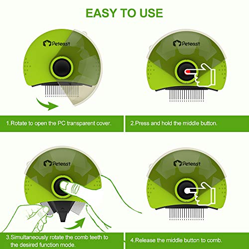 Peteast Pet Grooming Brush, Portable 3 in 1 Efficient Comb Reduces Hair Shedding/Tangles for Dog Cat Small Animal - Thumbnail 3