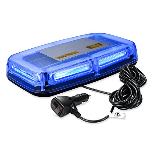 WOWTOU Blue LED Lightbar Emergency Hazard Warning Light, 18W 6 Linear LED, Rooftop Magnetic Mount, 8 Patterns including Flashing/Strobe/Rotating Modes, IP65 Waterproof for Volunteer Firefighter