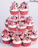 YestBuy 3 Tiers Round Party Wedding Birthday Clear Tree Tower Acrylic Cupcake Stand (8.7 Inches)
